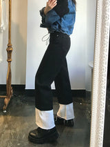 セミワイドフィットデニムパンツ/SEMI WIDE FIT BLACK+WHITE DENIM PANTS [17723]