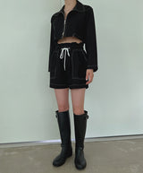 ステッチリネンクロップジャケット/Stitched Linen Crop Jacket (3color)