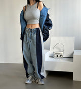 Just Coloring Denim Wide Pants