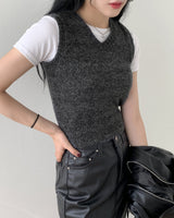 トミー Vネック クロップ ニット ベスト