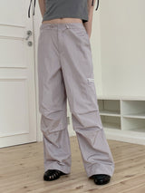 ジッパーナイロングロッシー２ウェイロングワイドジョガーパンツ/Galz Zipper Nylon Glossy Two-Way Long Wide Jogger Pants