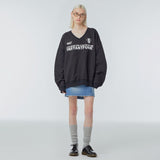 V-neck emblem-print sweatshirt