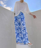 防水タイダイ プリーツ ワイドパンツ / [Made] Waterproof tie die pleats wide pants (2 colors)