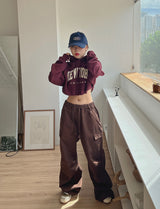 ニューヨーククロップフーデッドTシャツ / New York Crop Hooded T-shirt (2color)