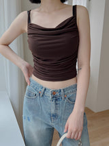 シルキードレープシャーリングスリーブレス / Silky Drape Shirring Sleeveless (2color)