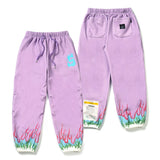 21 FLAME WIDE HEAVY SWEAT JOGGER PANTS PURPLE / BLACK (6622946754678)