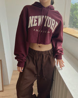 ニューヨーククロップフーデッドTシャツ / New York Crop Hooded T-shirt (2color)