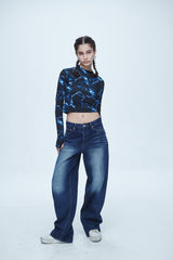 ヴィンテージ ウォッシング ワイド デニムパンツ / Vintage Washing Wide Denim Pants Blue