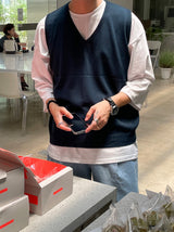 Perfect Linen V Neck Vest (4color) (6579675332726)