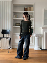 Delray back cut wide denim pants