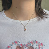 Tiny pink rose necklace