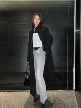 [UNISEX]ウールバックボタンマキシロングコート(ブラック)