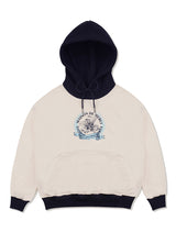 [起毛]Women's Crop Le Lis Bay Leaf Two-Tone Heavy Lee Hoodie CreamNavy(FCD3TS716W)