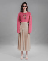 Neckline Cut-out Toggle Knit Crop Top (6676025573494)