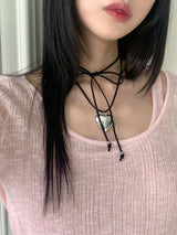 Roche Silver Bold Heart Strap Necklace