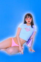 90sフォーカスクロップスパンスリーブTシャツ/90s foucus crop span sleeve t-shirts (sky blue)