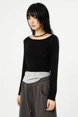 Olive wide-neck crop long sleeve
