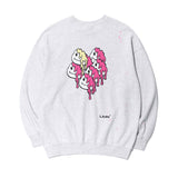 HEART PRINTING PAINTING SWEAT SHIRT-WHITE MELANGE