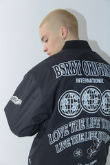 ロゴパッチバーシティジャケット/BSR2223FWJK020 DFR LOGO PATCH VARSITY JACKET BLACK