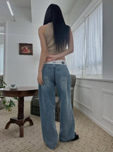 レタリングデニムトラウザーズ /  lettering denim trousers