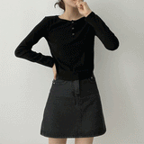 ポヒティックボタンロングスリーブT / Pohee's Tick Button Long Sleeve Tee