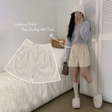 Pufu Corduroy Pintuck Back Banding Half Pants (4 colors)