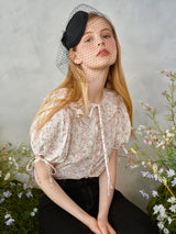 フローラルフリルピンクボタンブラウス / Floral Frill Pink Button Blouse