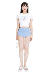90sフォーカスクロップスパンスリーブTシャツ/90s foucus crop span sleeve t-shirts (white)