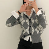 ポイントクロップアーガイルカーディガン / Point Crop Argyle Cardigan