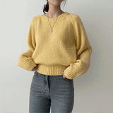 ガーリングラグランハーフクロップドラウンドニットウェア / Garing Raglan Half Cropped Round Knitwear