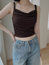 シルキードレープシャーリングスリーブレス / Silky Drape Shirring Sleeveless (2color)