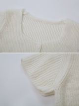 スクエア半袖ニットカーディガン (6color)