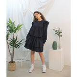 Floria shirring blouse (navy) (6656432242806)