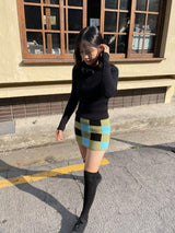Checkerboard knit mini skirt 