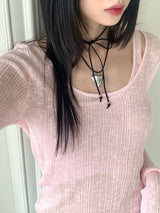 Roche Silver Bold Heart Strap Necklace