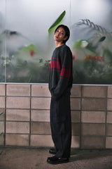 COLOR-LINE 7G KNIT CREW-NECK (Charcoal) / カラーラインニットクルーネック