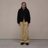 Black Velvet Ribbon Hoodie Zip-up