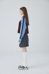 ボウクル2WAYジップアップニット / Boucle 2way Zip-up Knit [Burgundy]