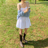 [Adjusting the strap] cancan sleeveless dress