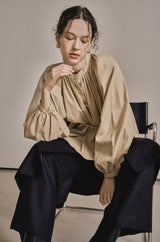 シャーリングパフブラウス/SHIRRING PUFF BLOUSE_BEIGE