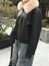 vintage fur two-way blouson jumper