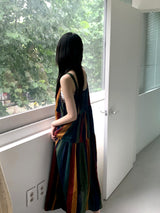 Horner Hippie Bohemian Striped Sleeveless Long Dress
