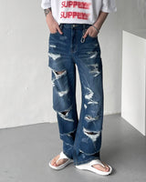 チェンデストロイデニムパンツ / Chen Destroyed Denim Pants (M ~ XL)