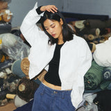 Coated cotton blouson / White