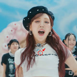 0064 [IVE WONYOUNG, REDVELVET Pick] オパールハートラインストーンネックレス