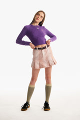 スモールチェリーケーブルクロップニット／SMALL CHERRY CABLE CROP KNIT [PURPLE]