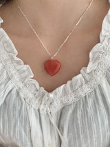 ロディンチェリーストーンハートネックレス / [925silver] Rodin Cherry stone Heart Necklace