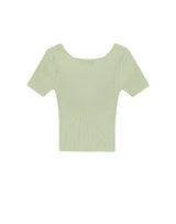 スクエアネック リベッドニット クロップトップ / SQUARE NECK RIBBED KNIT CROP TOP PALE GREEN