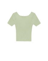 【OUTLET】スクエアネックリブドニットクロップトップ PALE GREEN