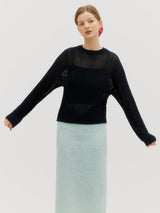 シアリブニット/Sheer ribbed knit - Cherry blossom